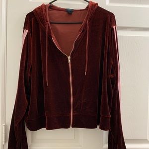 Burgundy Velvet Hoodie PLUS SIZE